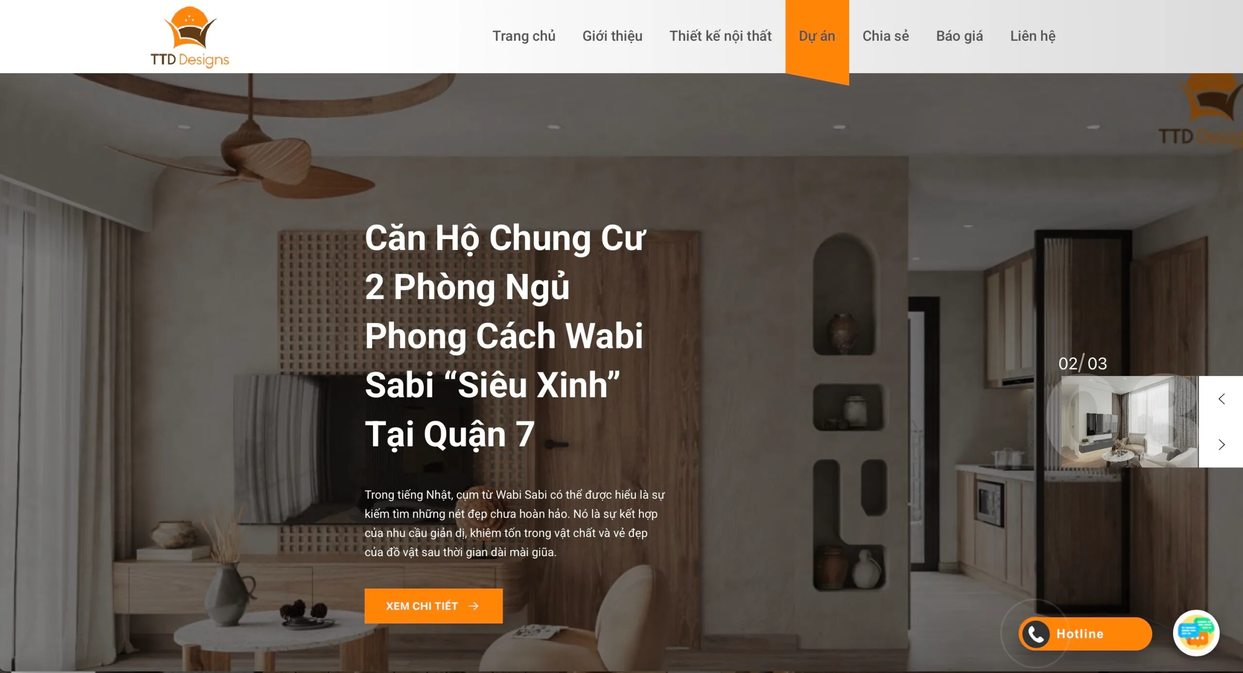 Trang dự án với thiết kế ấn tượng