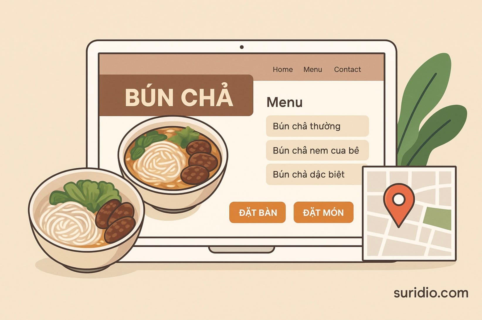 Thiết kế website giá rẻ cho quán bún chả